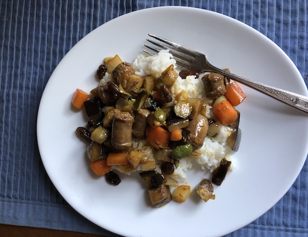 Lamb Merguez Sausage with Rice and Vegetables